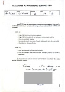 Acte portant constitution d'un Bureau électoral pour les élections au Parlement européen tenues le 3 juin 1989.