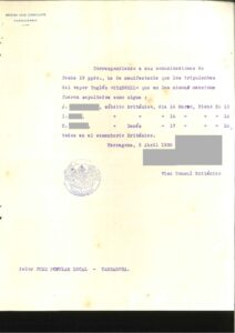 Communication du Vice-Consul britannique à Tarragone à l'occasion des enterrements des sujets anglais du marchand Stanwell, et de l'observateur du Comité de Non-intervention, le capitaine Danès Madsen.