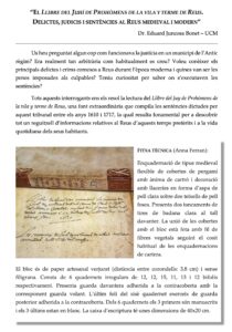 Livre de Juhí de Prohoms de la ville de Reus