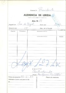 Résumé du Tribunal Provincial de Lleida de 1987 pour contrebande à Montferrer et Castellbò (Alt Urgell).