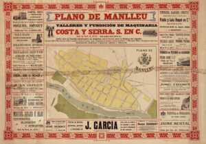 Plan général de Manlleu, édité par Talleres y Fundición de Maquinaria Costa y Cerra. Imprimerie Torns.