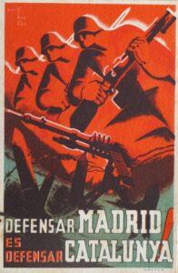 Carte postale émise par la Commission de Propagande de la Generalitat de Catalunya. Auteur Martí Bas.