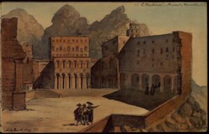 Album de dessins d'EMILE BOISSELIER. Montserrat Ruines du monastère.