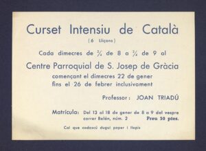 Activité d'enseignement. Cours de catalan. 01.10.1957 / 31.12.1990