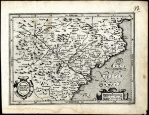 Carte de la Catalogne et de l'Aragon. Probablement publiée dans l'Atlas mineur de Gérard Mercator.