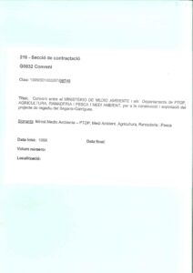 Protocole général de collaboration entre le ministère de l'Environnement et la Generalitat de Catalunya, pour la construction et l'exploitation du projet d'irrigation Segarra-Garrigues