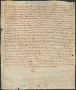 Noces entre Esteve Vidal, brassard du lieu de (Gabandugen), dans le Royaume de France, mais résidant à Foixà, et Coloma (fille d'Antoni Puig, brassard de Sant Martí Vell, et Caterina).