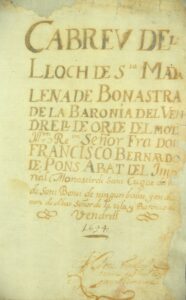 Livre abrégé de la place de Bonastre, évêché de Barcelone, réalisé en 1694