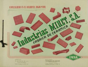 Catalogue de l'usine de céramique Industrias Miret, SA (IMSA) de Vendrell, spécialisée dans la tuile rouge mate.