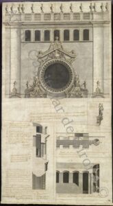 Projet de finition de la façade baroque de la cathédrale de Gérone, par Pere Costa