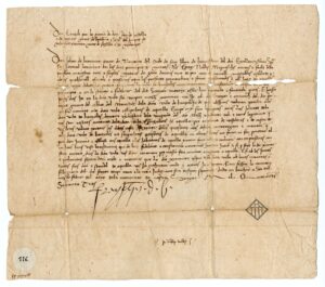 Lettre de Jeanne de Beumont, lieutenant d'Henri IV de Castille, comte de Barcelone, aux capitaines de Banyoles.