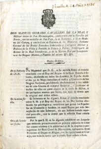 Discours officiel de Manuel Guirado, corregidor de Talarn, sur l'accord avec le Royaume-Uni de Grande-Bretagne pour l'interdiction de la traite des esclaves et d'autres réglementations