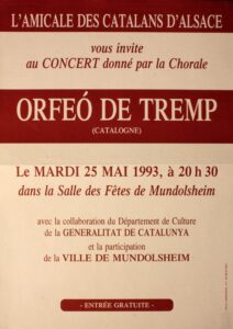 Affiche de la représentation de l'Orfeó de Tremp à Strasbourg (France), le 25 mai 1993