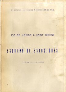 Schéma des gares de la ligne ferroviaire de Lérida à Saint-Girons. Transpyrénéen Central