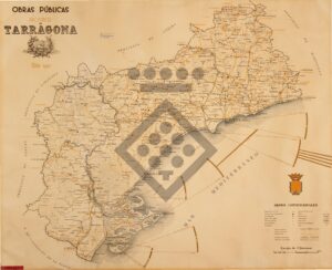 Carte des travaux publics de la province de Tarragone. Année 1942.