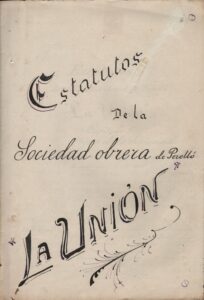 Statuts du dossier d'association de la Societat Obera "La Unión" de Perelló.
(AHT. Fonds du Gouvernement Civil de Tarragone. Reg.1100)