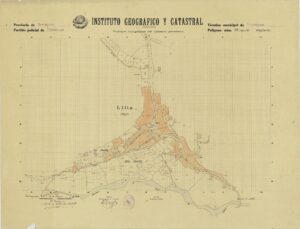 Plan élaboré par l'Institut Géographique et Cadastral pour la Préfecture Provinciale du Cadastre Topographique de Tarragone, correspondant à la commune de Montblanc, polygone 35 feuille numéro 2, Échelle 1:1000.