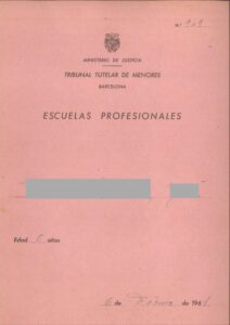 Registre des écoles professionnelles de l'année 1961 du Tribunal pour mineurs de Barcelone