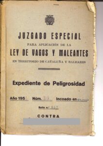 Dossier du Tribunal Spécial de « Vagos et Maleantes » de Catalogne pour franchissement clandestin de frontières numéro 36/1951