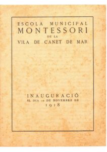 Dépliant sur l'inauguration de l'école Montessori de Canet de Mar