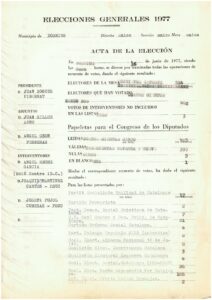 Procès-verbal des résultats obtenus à Dosrius lors des élections générales de 1977