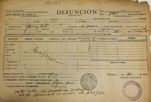 Certificat de décès de 1942 de la réfugiée juive allemande Jenny Kehr