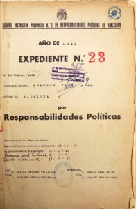 Dossier des responsabilités politiques de Pompeu Fabra Poch. Pièce du Tribunal des Instructeurs n° 3 de Barcelone, RRPP n° 23/1940.