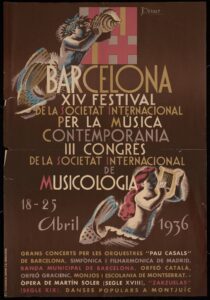 Affiche du XIVe Festival de la Société internationale de musique contemporaine et du IIIe Congrès de la Société internationale de musicologie