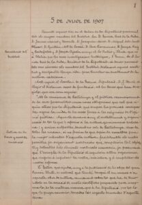 Compte rendu manuscrit de la première réunion de l'Institut d'Études Catalanes