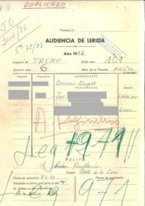 Résumé (fragments) du Tribunal provincial de Lleida de 1945 pour le vol du retable d'Abella de la Conca (Pallars Jussà).